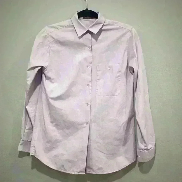 LeBon Marche size 1 purple button down shirt 100% cotton made in France - Picture 1 of 6
